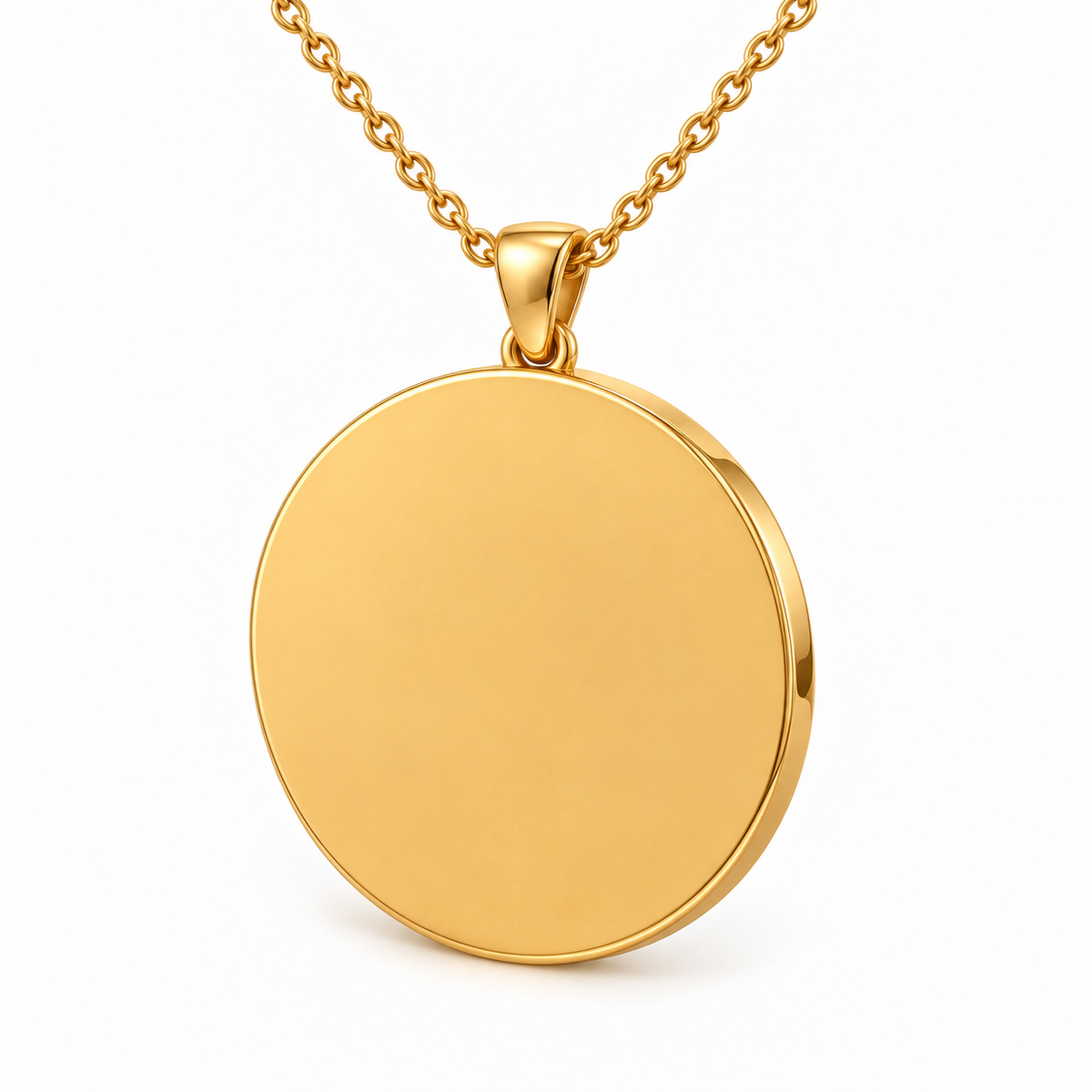 Kedah Emblem Pendant — plain reverse angle, yellow gold; any chain shown is an optional styling accessory
