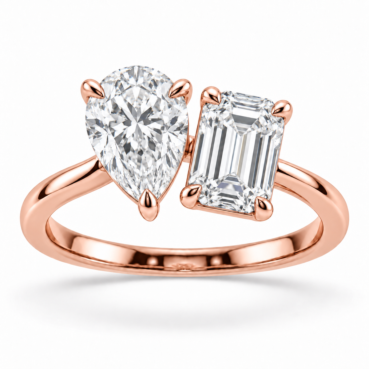[metal:rose-gold] Amara Ring Setting — front — illustrative design render