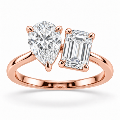 [metal:rose-gold] Amara Ring Setting — front — illustrative design render