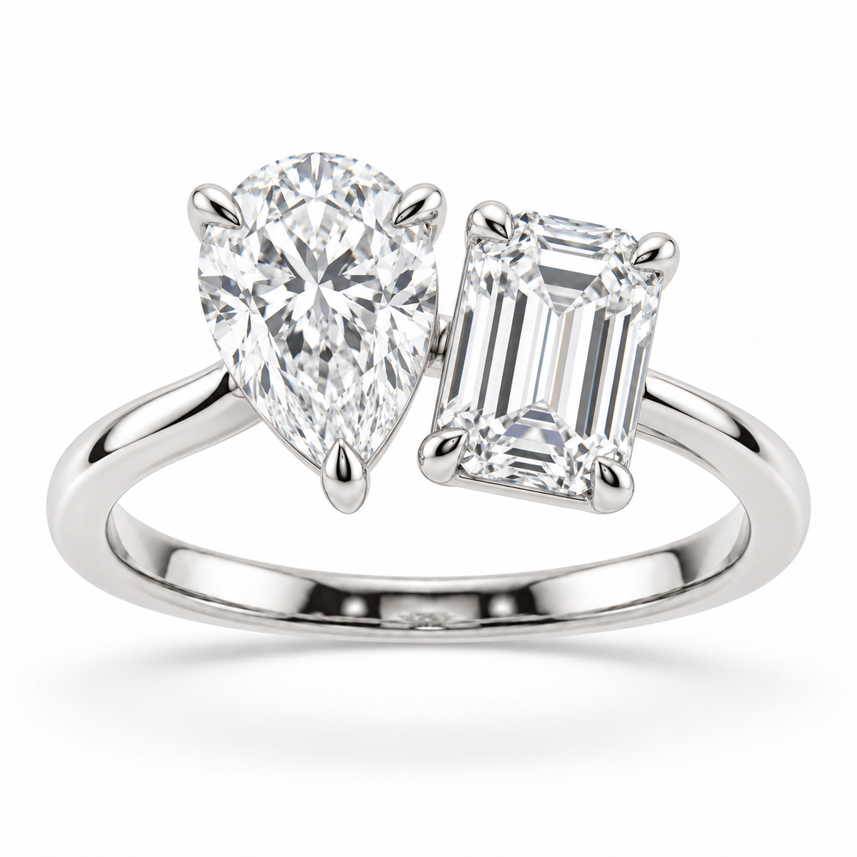 [metal:white-gold] Amara Ring Setting — front — illustrative design render