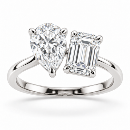 [metal:white-gold] Amara Ring Setting — front — illustrative design render