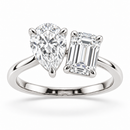 [metal:white-gold] Amara Ring Setting — front — illustrative design render