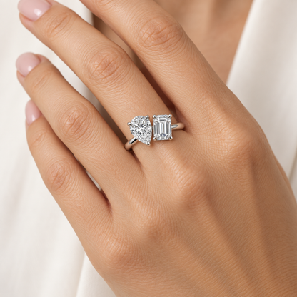 [metal:white-gold] Amara Ring Setting — on hand — illustrative design render