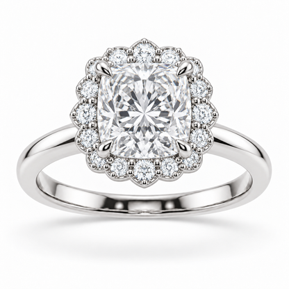 [metal:white-gold] Amaryllis Ring Setting — front — illustrative design render