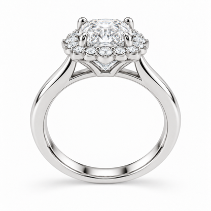 [metal:white-gold] Amaryllis Ring Setting — side profile — illustrative design render