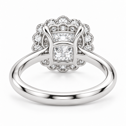 [metal:white-gold] Amaryllis Ring Setting — rear three quarter — illustrative design render