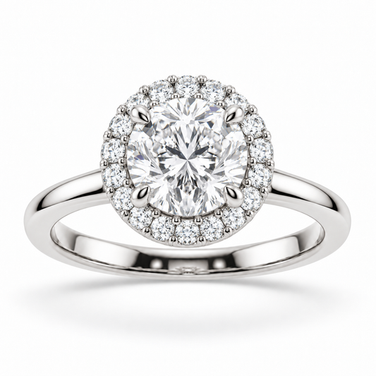 [metal:white-gold] Arabella Ring Setting — front — illustrative design render