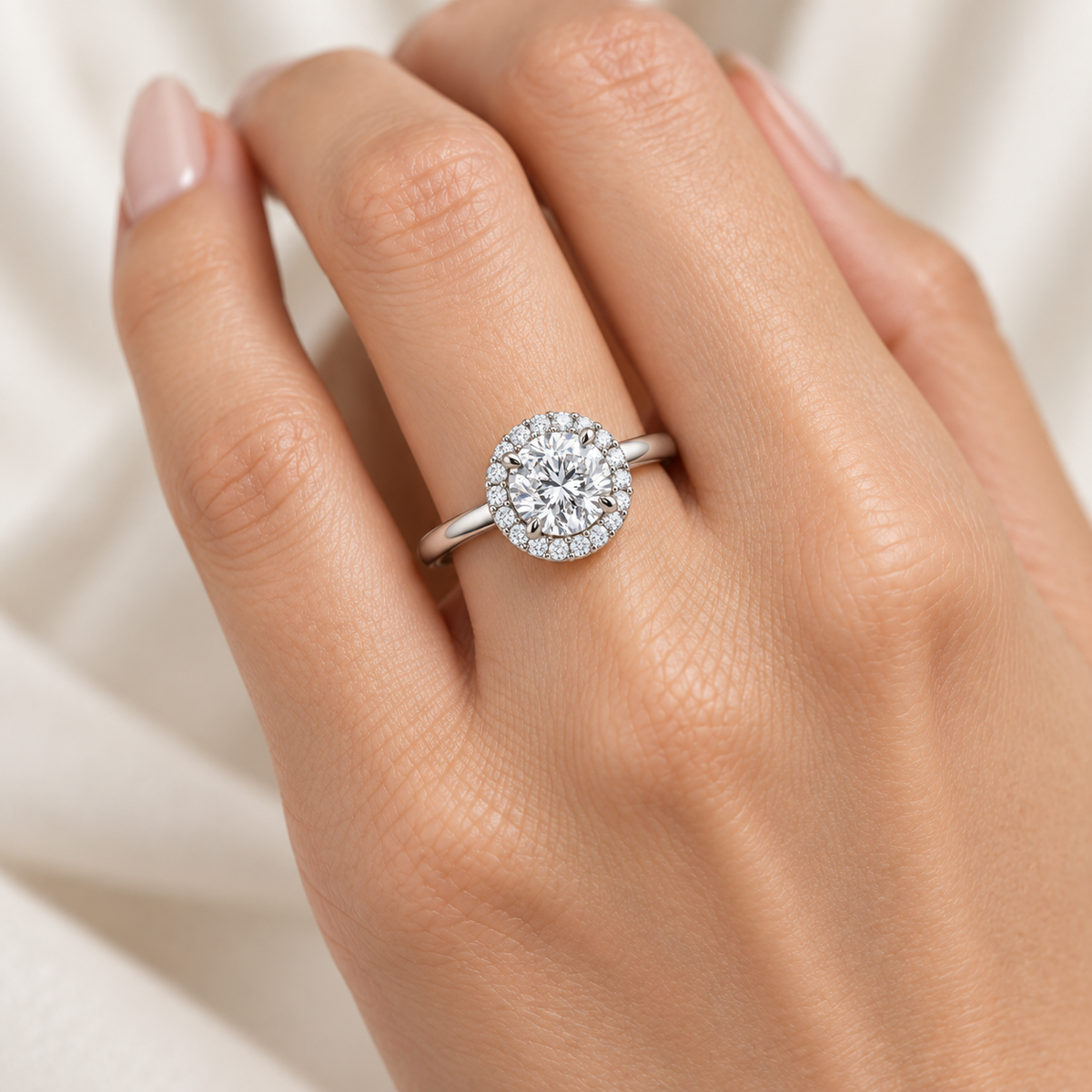 [metal:white-gold] Arabella Ring Setting — on hand — illustrative design render