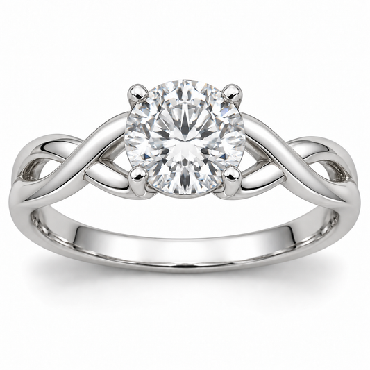 [metal:white-gold] Arabesque Ring Setting — front — illustrative design render