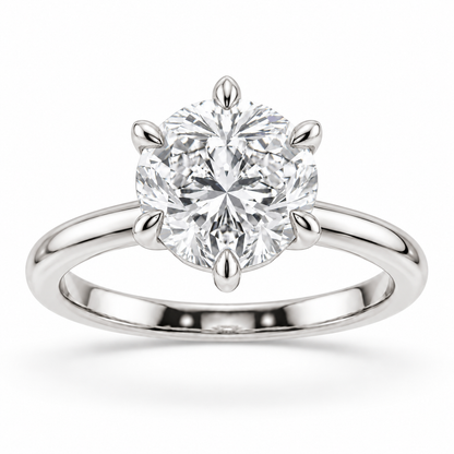 [metal:white-gold] Aurelia Ring Setting — front — illustrative design render