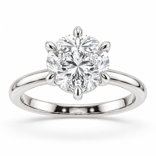 [metal:white-gold] Aurelia Ring Setting — front — illustrative design render