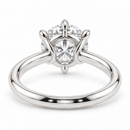[metal:white-gold] Aurelia Ring Setting — rear three quarter — illustrative design render