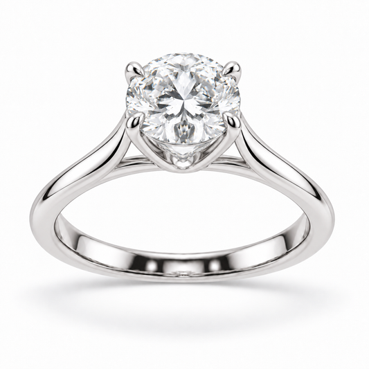 [metal:white-gold] Cathedral Solitaire Setting — front — illustrative design render