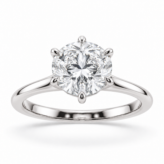 [metal:white-gold] Classic 6-Prong Solitaire Setting — front — illustrative design render