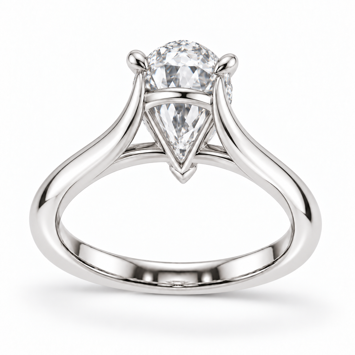 [metal:white-gold] Elara Ring Setting — rear three quarter — illustrative design render