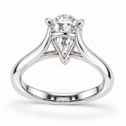[metal:white-gold] Elara Ring Setting — rear three quarter — illustrative design render