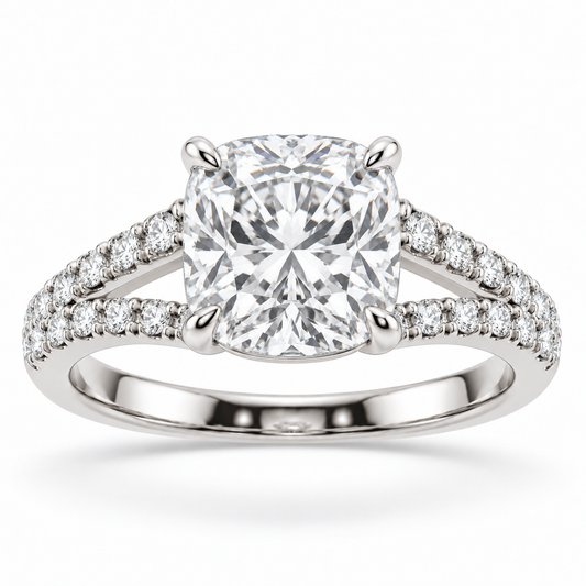 [metal:white-gold] Estelle Ring Setting — front — illustrative design render
