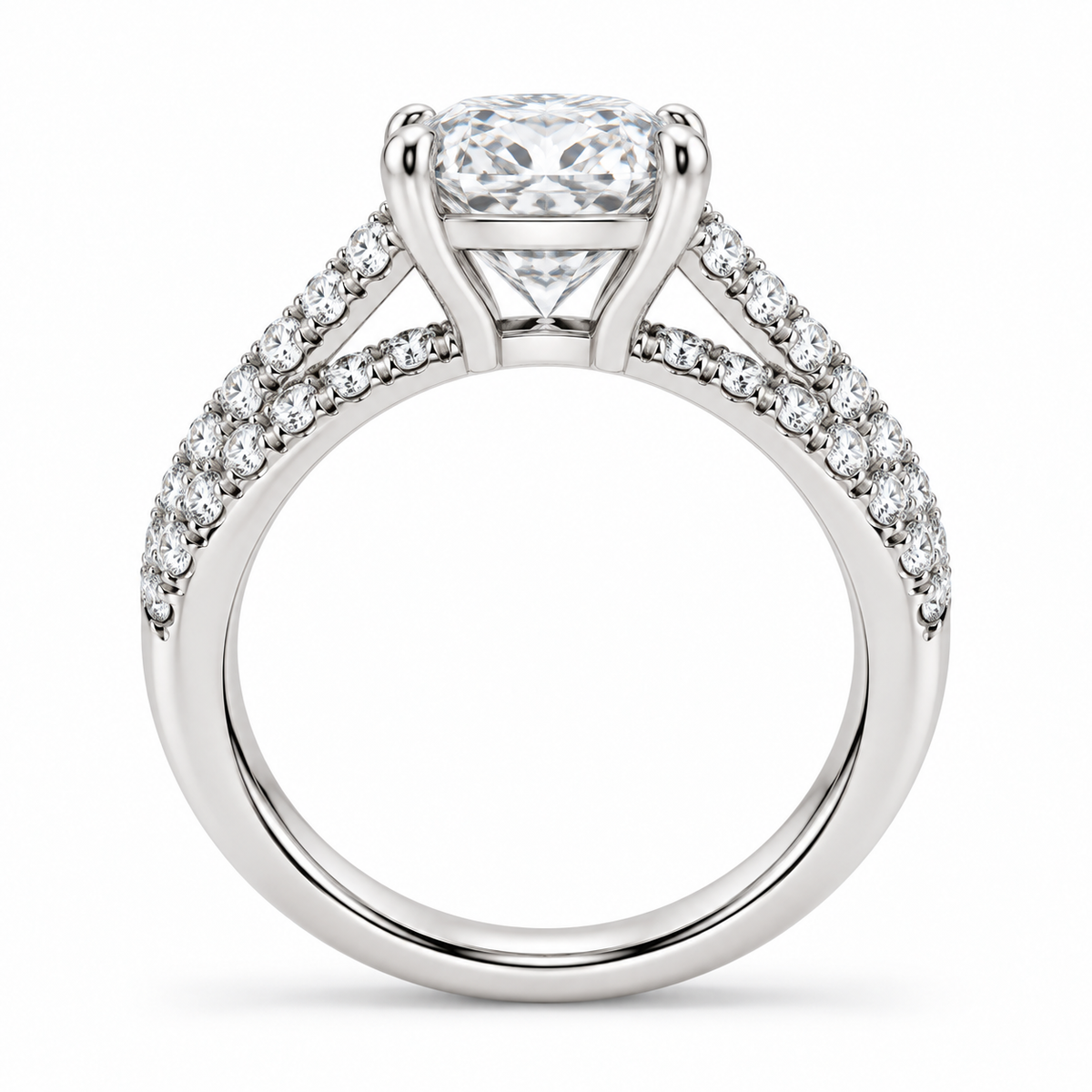 [metal:white-gold] Estelle Ring Setting — side profile — illustrative design render