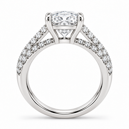 [metal:white-gold] Estelle Ring Setting — side profile — illustrative design render