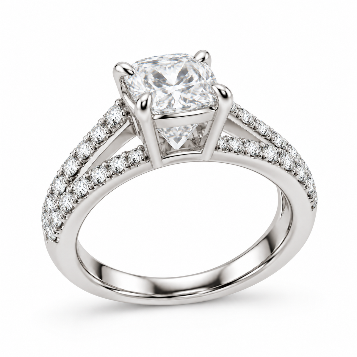 [metal:white-gold] Estelle Ring Setting — rear three quarter — illustrative design render