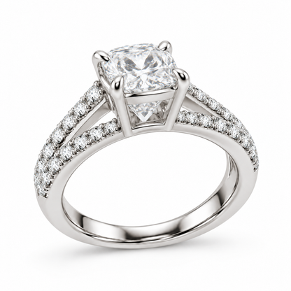 [metal:white-gold] Estelle Ring Setting — rear three quarter — illustrative design render