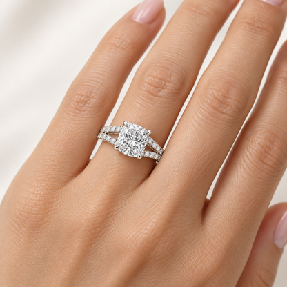 [metal:white-gold] Estelle Ring Setting — on hand — illustrative design render