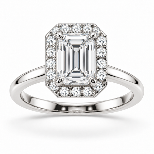 [metal:white-gold] Isadora Ring Setting — front — illustrative design render