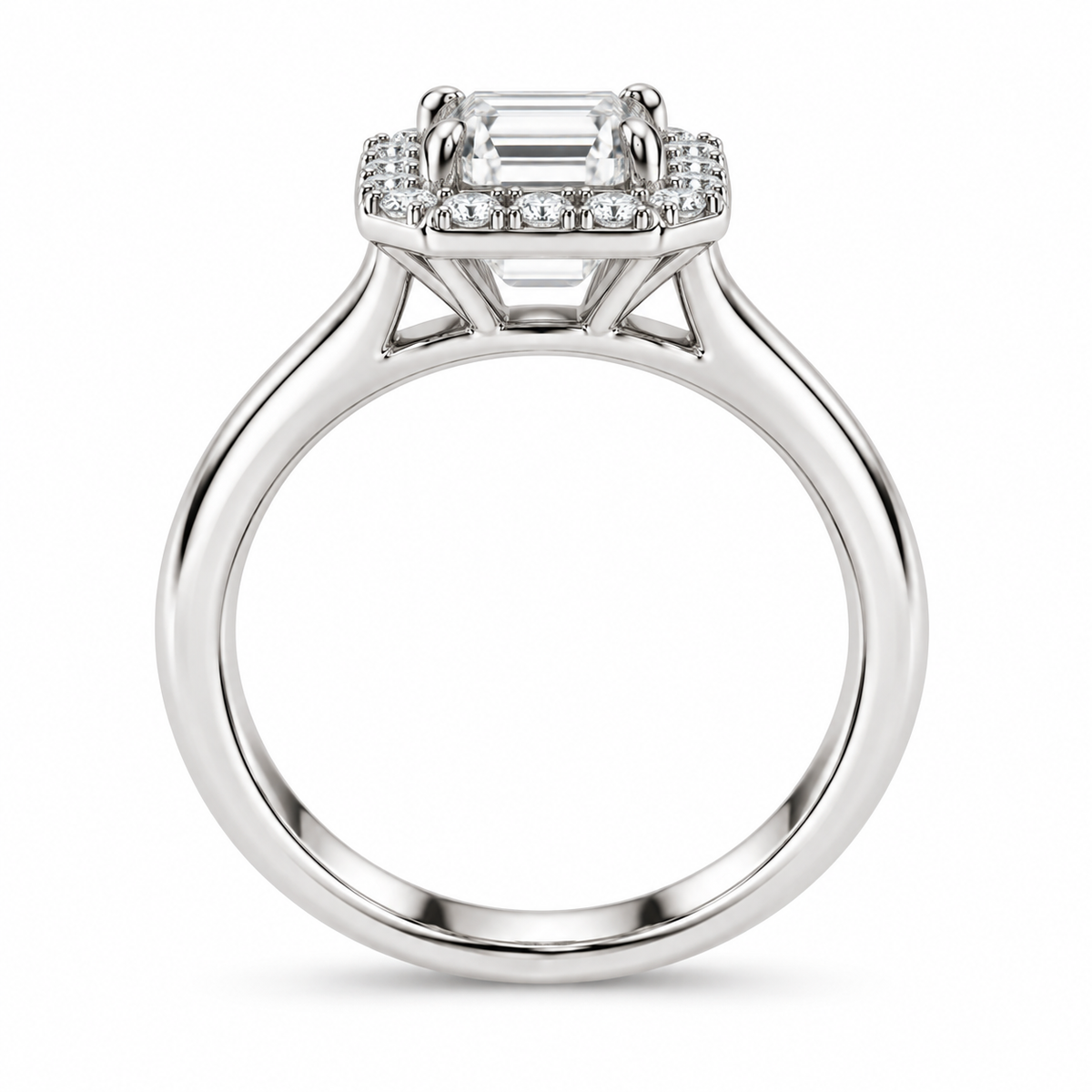 [metal:white-gold] Isadora Ring Setting — side profile — illustrative design render