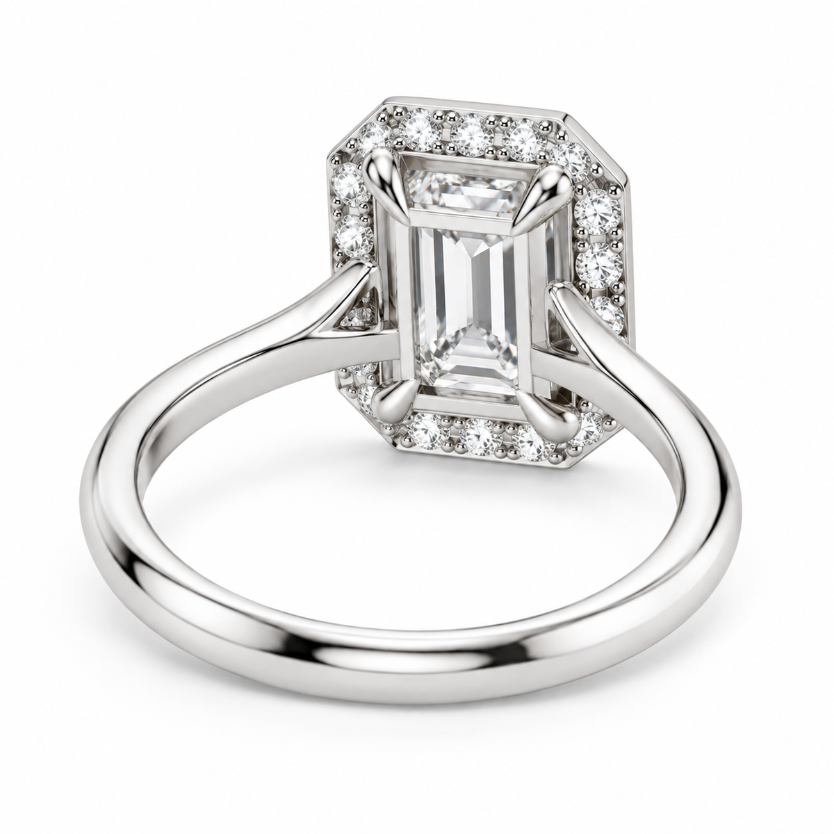 [metal:white-gold] Isadora Ring Setting — rear three quarter — illustrative design render