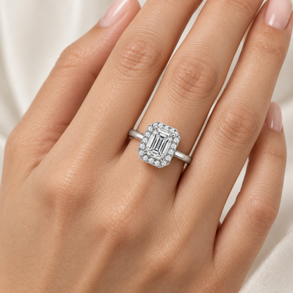 [metal:white-gold] Isadora Ring Setting — on hand — illustrative design render