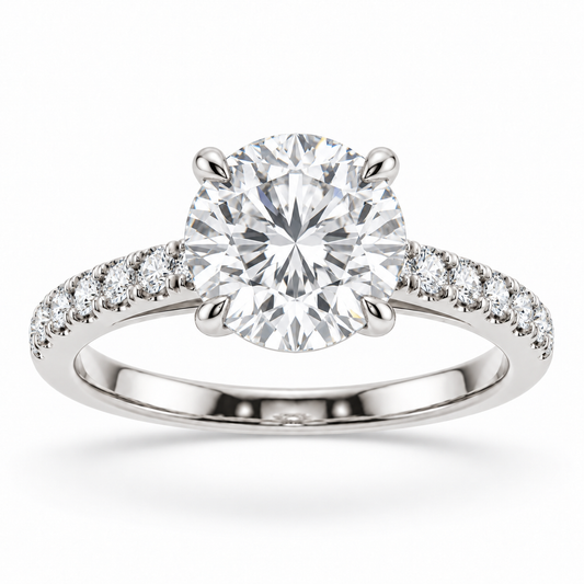 [metal:white-gold] Liora Ring Setting — front — illustrative design render