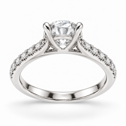 [metal:white-gold] Liora Ring Setting — rear three quarter — illustrative design render