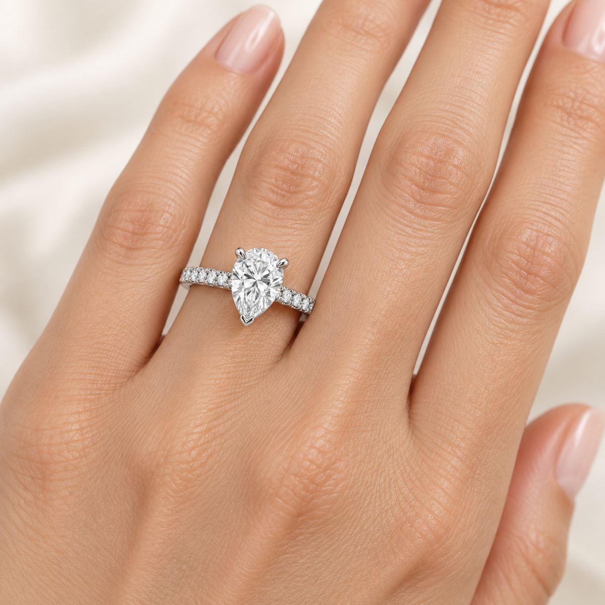 [metal:white-gold] Mirabelle Ring Setting — on hand — illustrative design render