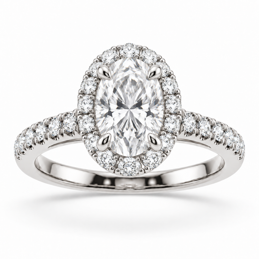 [metal:white-gold] Ophelia Ring Setting — front — illustrative design render