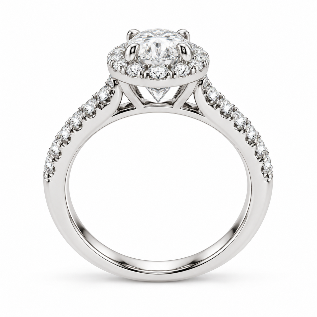 [metal:white-gold] Ophelia Ring Setting — side profile — illustrative design render