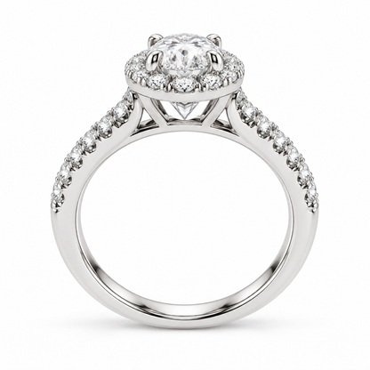 [metal:white-gold] Ophelia Ring Setting — side profile — illustrative design render