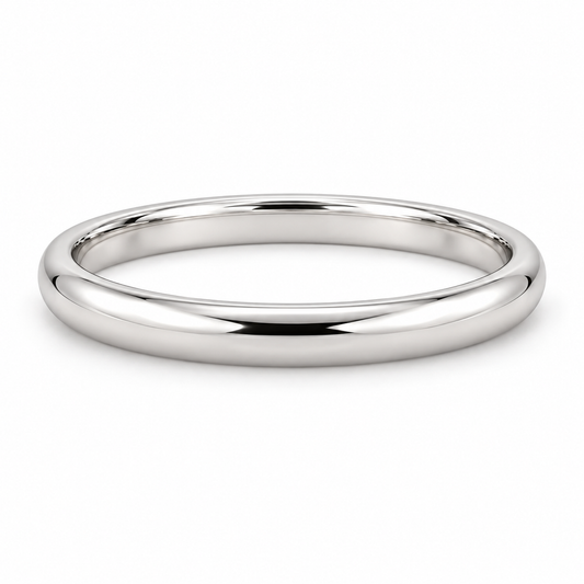 [metal:white-gold] Adeline Classic Band — front — Half-round band, shallow front studio view [catalog-v4]