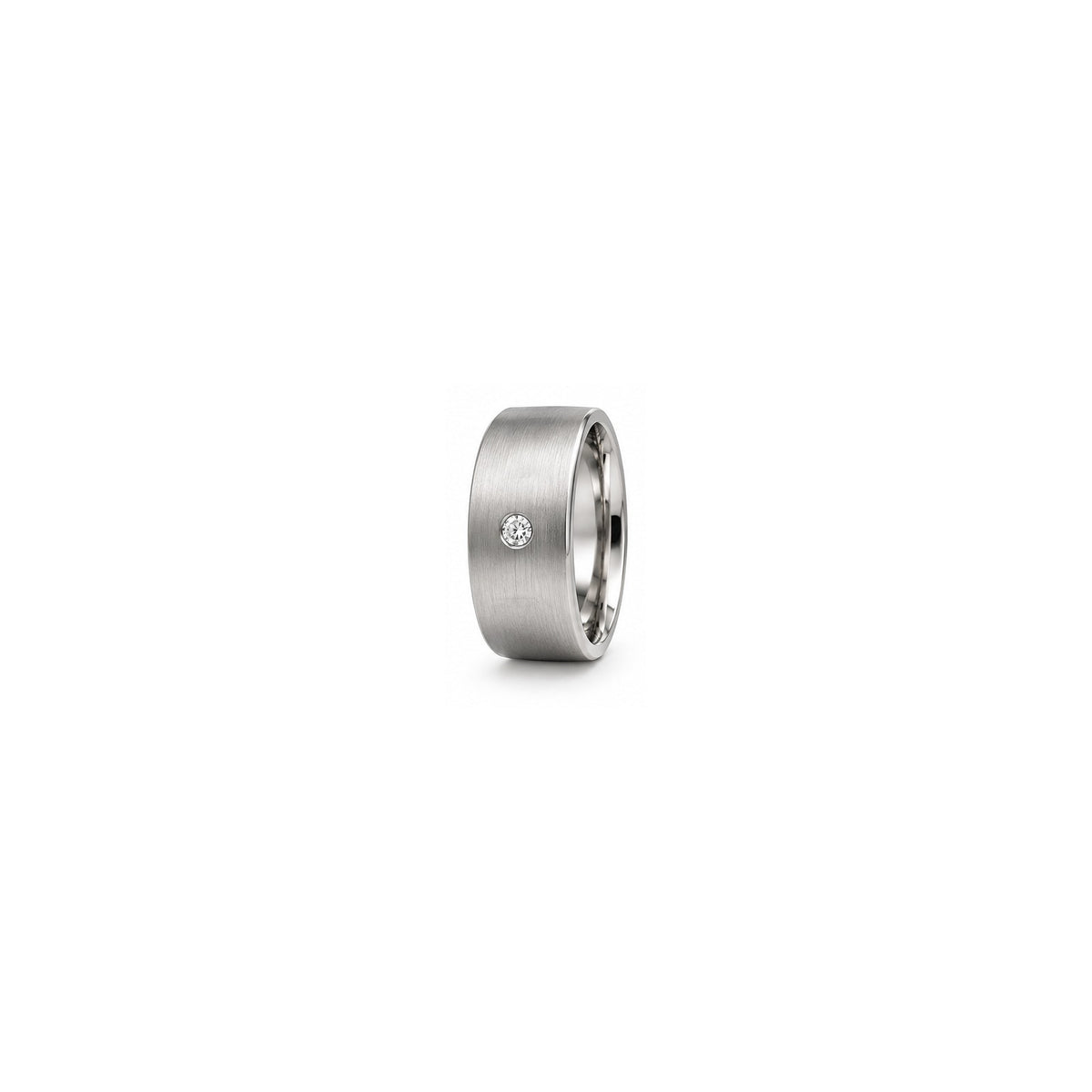 [metal:white-gold] Alaric Single Diamond Band — white gold hero — illustrative catalogue render