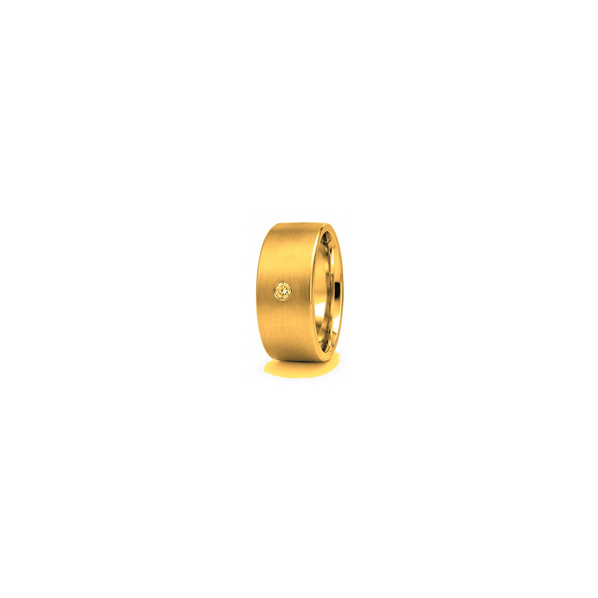 [metal:yellow-gold] Alaric Single Diamond Band — yellow gold hero — illustrative catalogue render