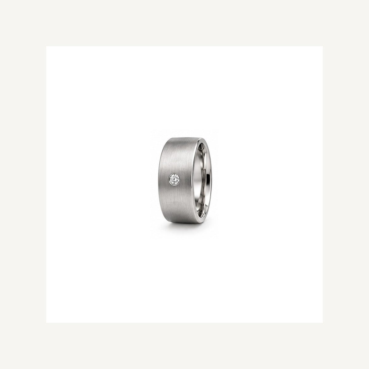 [metal:white-gold] Alaric Single Diamond Band — white gold detail — illustrative catalogue render