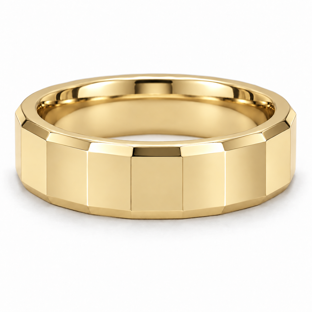 [metal:yellow-gold] Alden Faceted Band — front — Yellow gold colour preview [catalog-v4]