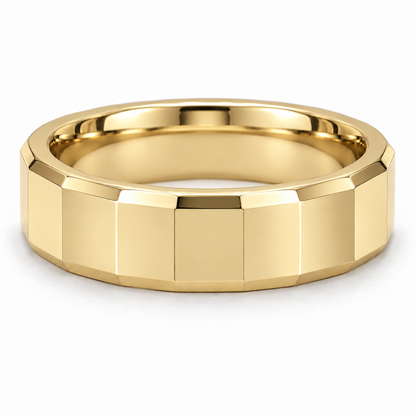 [metal:yellow-gold] Alden Faceted Band — front — Yellow gold colour preview [catalog-v4]