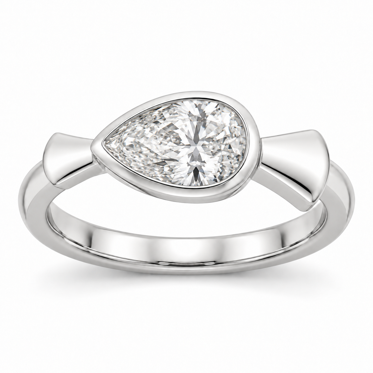 [metal:white-gold] Alise East-West Pear Setting — front — Original setting design illustration [catalog-v4]
