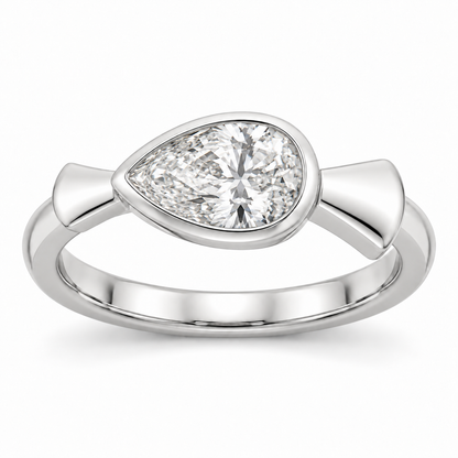 [metal:white-gold] Alise East-West Pear Setting — front — Original setting design illustration [catalog-v4]