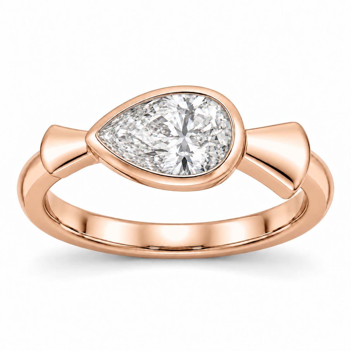 [metal:rose-gold] Alise East-West Pear Setting — front — Original setting design illustration [catalog-v4]