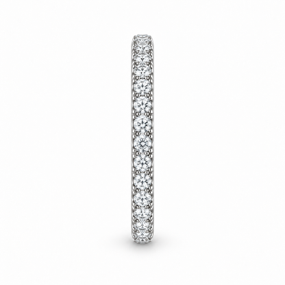 [metal:white-gold] Alouette Half-Pavé Ring — side-profile — Single-row half-pavé ring, edge profile studio view [catalog-v4]