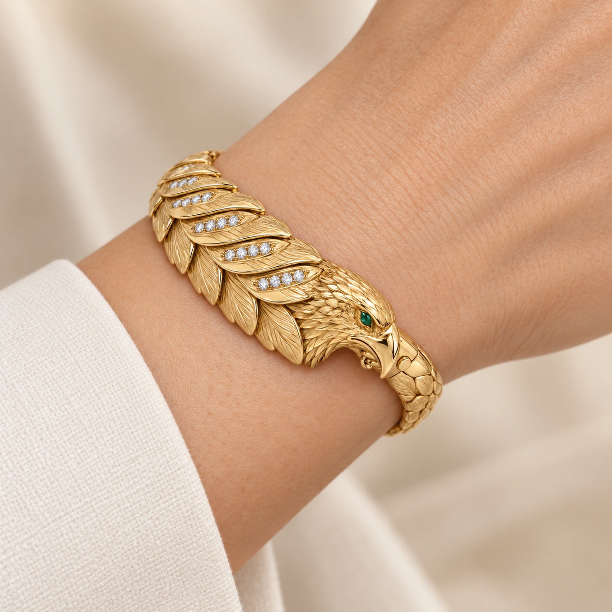 Altair Eagle Bracelet — worn view — [metal:all]