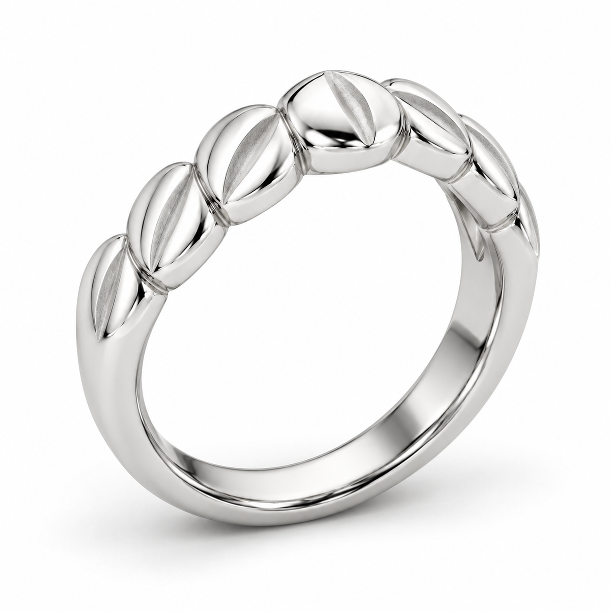 [metal:white-gold] Alysienne Lozenge Band — oblique — Same design shown oblique [catalog-v4]