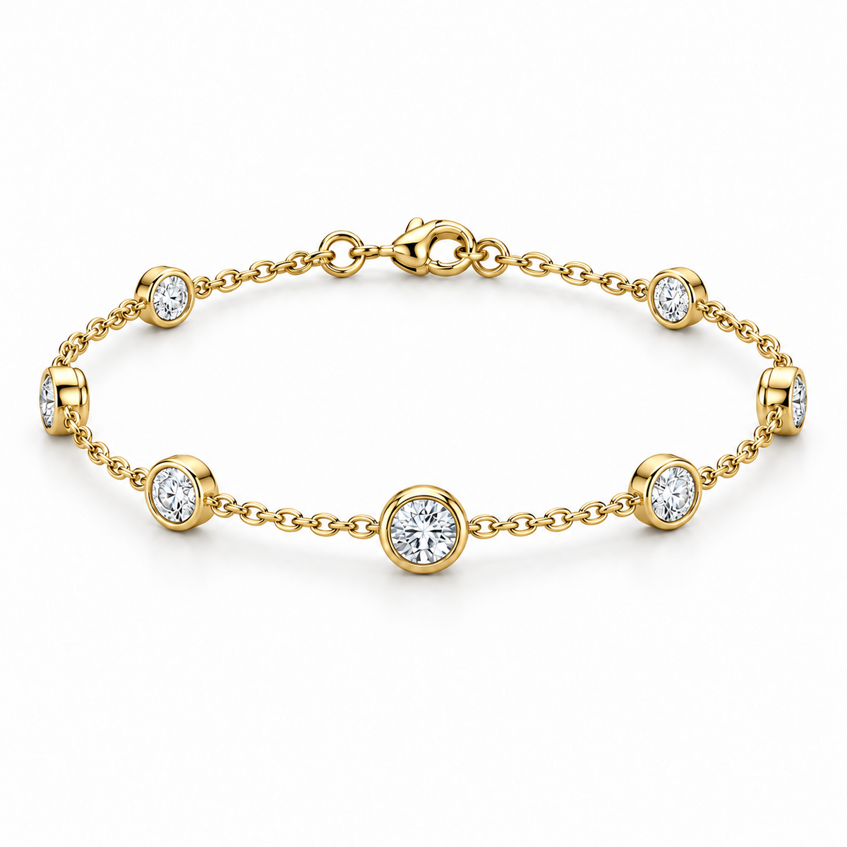 [metal:yellow-gold] Amara Bezel Bracelet — front — Yellow gold colour preview [catalog-v4]