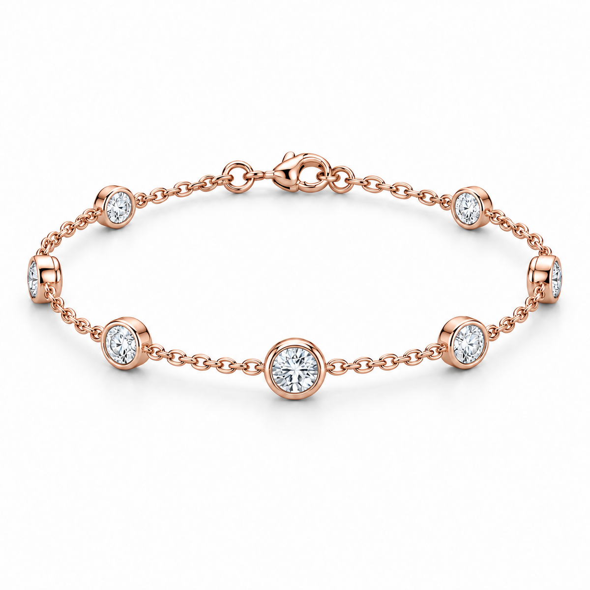 [metal:rose-gold] Amara Bezel Bracelet — front — Rose gold colour preview [catalog-v4]